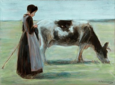 Mädchen mit Kuh von Max Liebermann