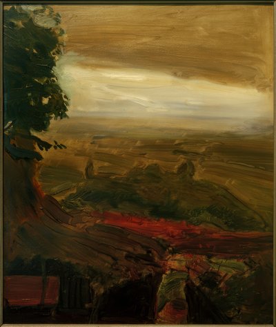Rote Laube mit Gewitterwolken von Max Slevogt