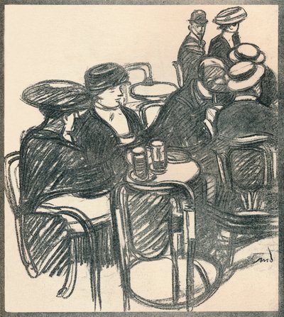 Terrasse De Café, um 1920, 1923 von Maxime Pierre Jules Dethomas