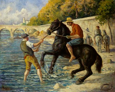 Pferde baden in der Seine, 1910 von Maximilien Luce