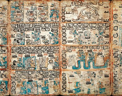 Der Codex von Madrid, gemalte Miniaturen von Mayan Mayan