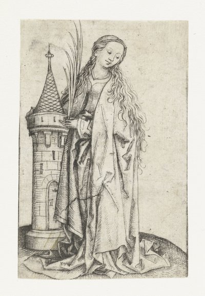 Heilige Barbara (große Version) von Meester van het Amsterdamse Kabinet
