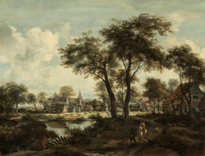 Dorf in der Nähe eines Teichs, ca. 1670 von Meindert Hobbema