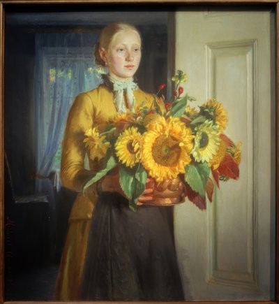 Mädchen mit Sonnenblumen von Michael Peter Ancher