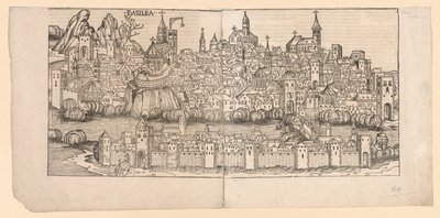 Nürnberger Chronik: Topographische Ansicht von Basel, Schweiz von Michael Wolgemut