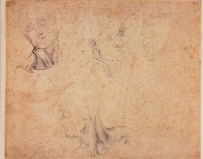 Vier männliche Kopfstudien von Michelangelo (after) Buonarroti