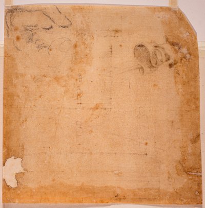 Perspektivstudien und Banner von Michelangelo (after) Buonarroti
