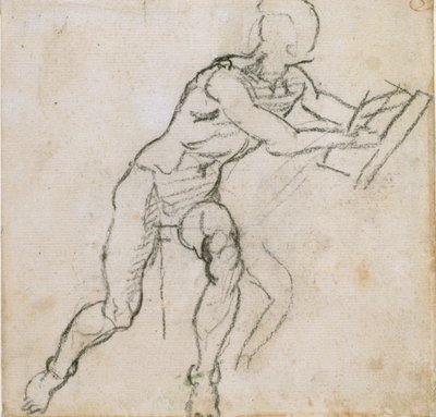 Ein sitzender nackter Mann, ca. 1490-1560 von Michelangelo Buonarroti