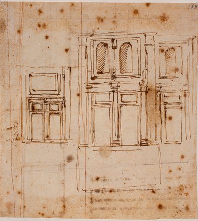 Wandansichten für das Vestibül der Laurenziana von Michelangelo Buonarroti