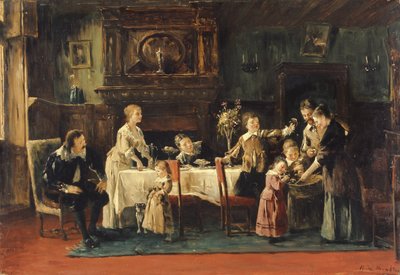 Besuch beim Neugeborenen, 19. Jahrhundert von Mihály Munkácsy