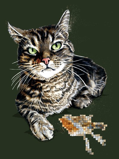 Geschenk-Katze auf Waldgrün, 2020 von Mike Davis