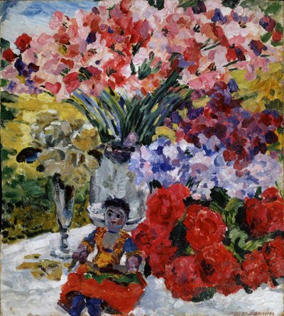 Blumen und eine Puppe, 1916 von Mikhail Nikolayevich Yakovlev