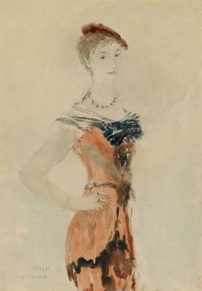 Dame mit rotem Barett, 1935 von Mikhail Xenofontovich Sokolov