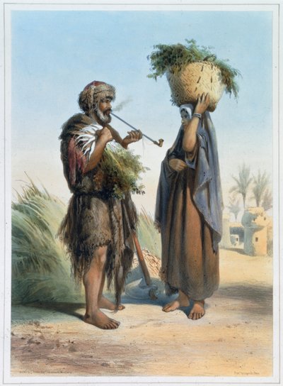 Fellache Mann und Frau, 1848 von Mouilleron