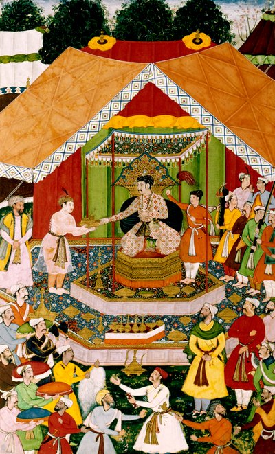 Akbar und Azim Khan in Dipalpur, ca. 1590-95 von Mughal School