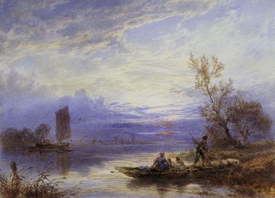 Eine Fähre bei Sonnenuntergang von Myles Birket Foster