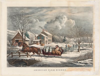 Amerikanische Bauernhofszenen, Winter, 1853 von Nathaniel Currier