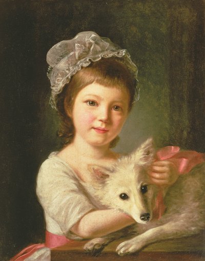Junges Mädchen mit einem Hund, 1776 von Nathaniel Hone