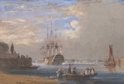 H.M.S. St. Vincent in Plymouth von Nicholas Condy