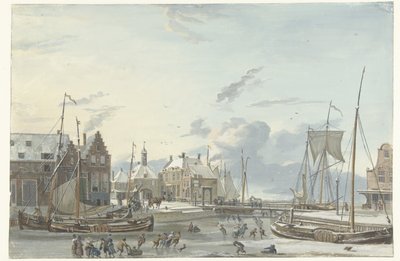 Winteransicht in Harlingen von Nicolaas Baur