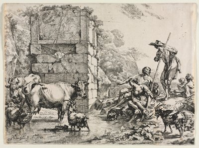 Die Kuh trinkt von Nicolaes Berchem
