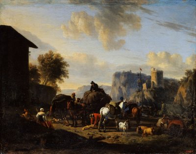 Die Rast des Konvois, 17. Jahrhundert von Nicolaes Pietersz. Berchem