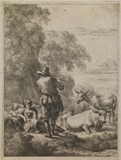 Der Hirte, der die Flöte spielt von Nicolaes Berchem