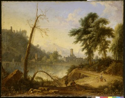 Italienische Landschaft mit Maultiertreiber von Nicolaes Piemont