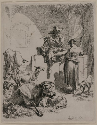 Der Pfeifende Schäfer, 1652 von Nicolaes Pietersz. Berchem