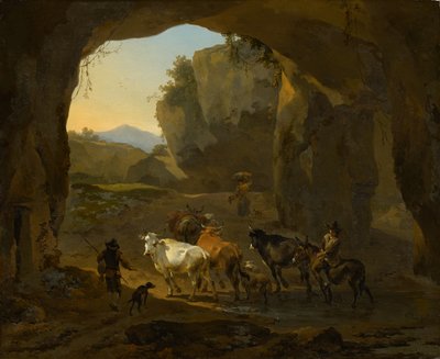 Kuhhirten in einer Grotte von Nicolaes Pietersz. Berchem