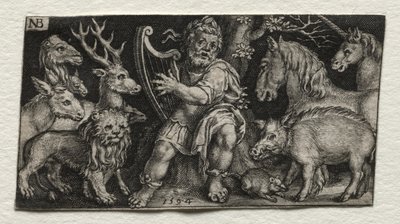 Orpheus bezaubert die Tiere, 1594 von Nicolaes de Bruyn