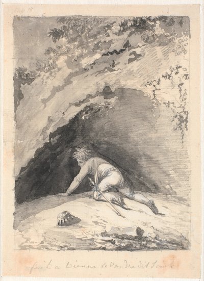 Niels Klim kriecht in die Höhle von Nicolai Abildgaard