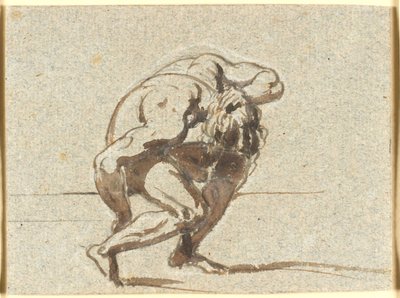 Gebückte Figur mit linker Hand im Nacken von Nicolai Abildgaard