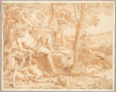 Bacchus und Putti im schattigen Hain von Nicolas Chaperon