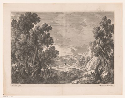 Berglandschaft mit Menschen auf einem Weg von Nicolas Perelle