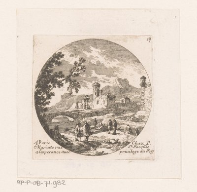 Brücke bei Bauwerk mit Turm von Nicolas Perelle