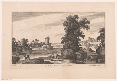 Flusslandschaft mit Turm von Nicolas Perelle