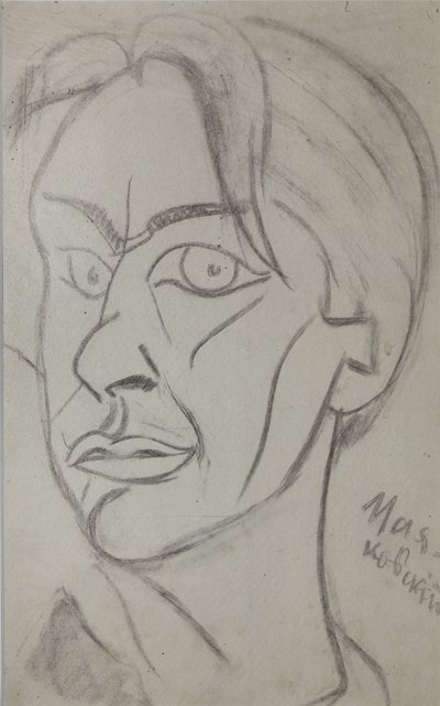 Dichter Wladimir Majakowski (1893-1930) (1913) von Nikolai Ivanovich Kulbin