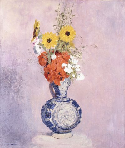 Blumenstrauß in einer blauen Vase von Odilon Redon