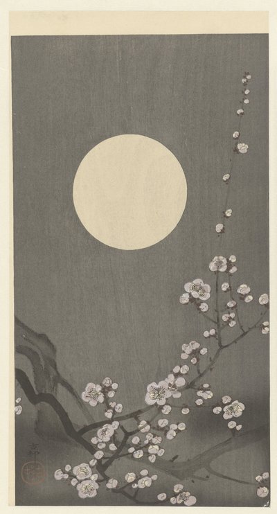 Blühende Pflaumenblüte bei Vollmond von Ohara Koson