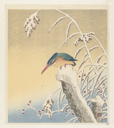 Eisvogel im Schnee von Ohara Koson