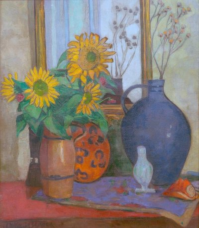 Sonnenblume mit Matisse-Schale von Oskar Moll