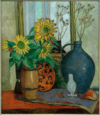Sonnenblumen mit Matisse-Schale von Oskar Moll