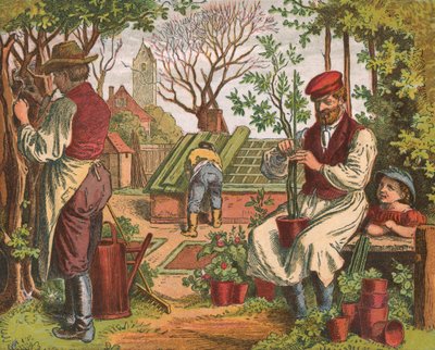 Gartenarbeit, 1871 von Oskar Pletsch