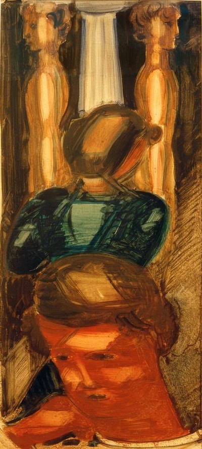Gruppe vor dorischer Säule von Oskar Schlemmer