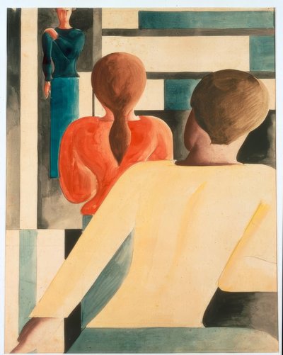 Interieur in Blau, Gelb und Rot von Oskar Schlemmer