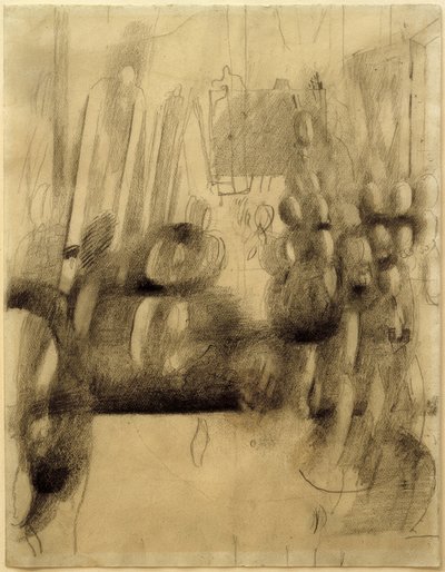 Eintritt in die Klasse (Schulsaal). Skizze von Otto Meyer Amden