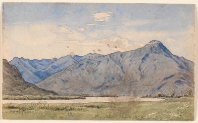 Italienische Landschaft mit einem Fluss und Bergen von P.C. Skovgaard