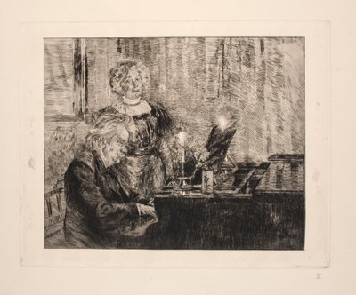 Edvard und Nina Grieg am Klavier von Peder Severin Krøyer