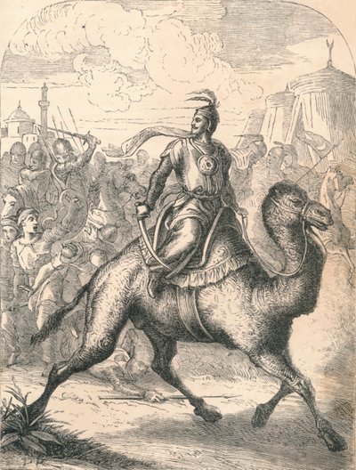 Saladin flieht auf einem schnellen Dromedar, 1869 von Paolo Priolo